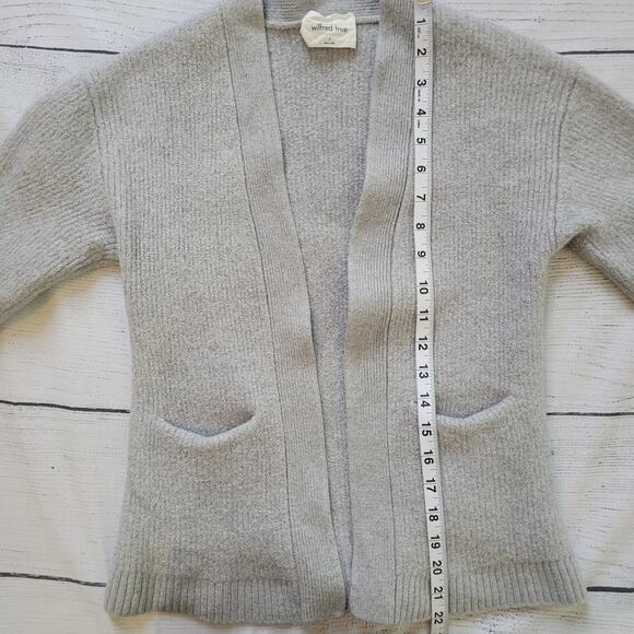 Wilfred	Size	S Aritzia Wool Ribbed Open Front Cardigan Grey Cozy Thick - Picture 4 of 8